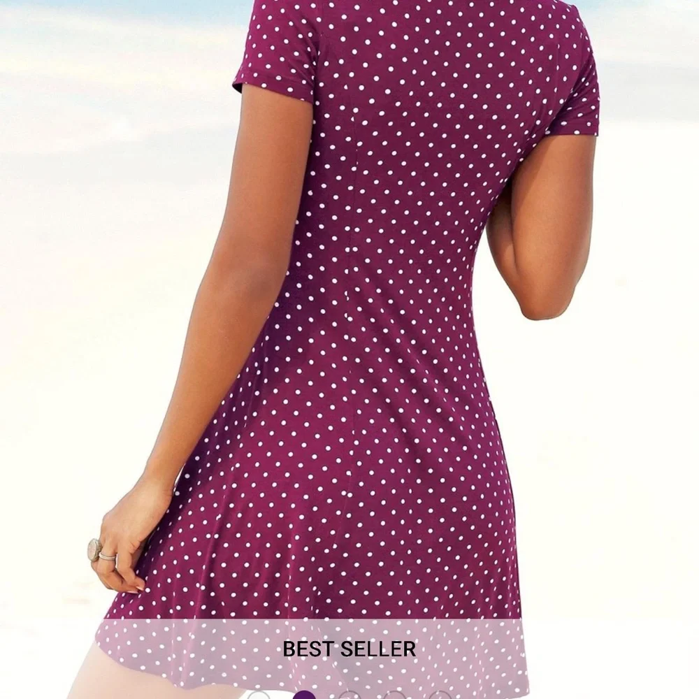 Maroon and White Midi Sundress with Scoop Neck - Picture 2 of 4